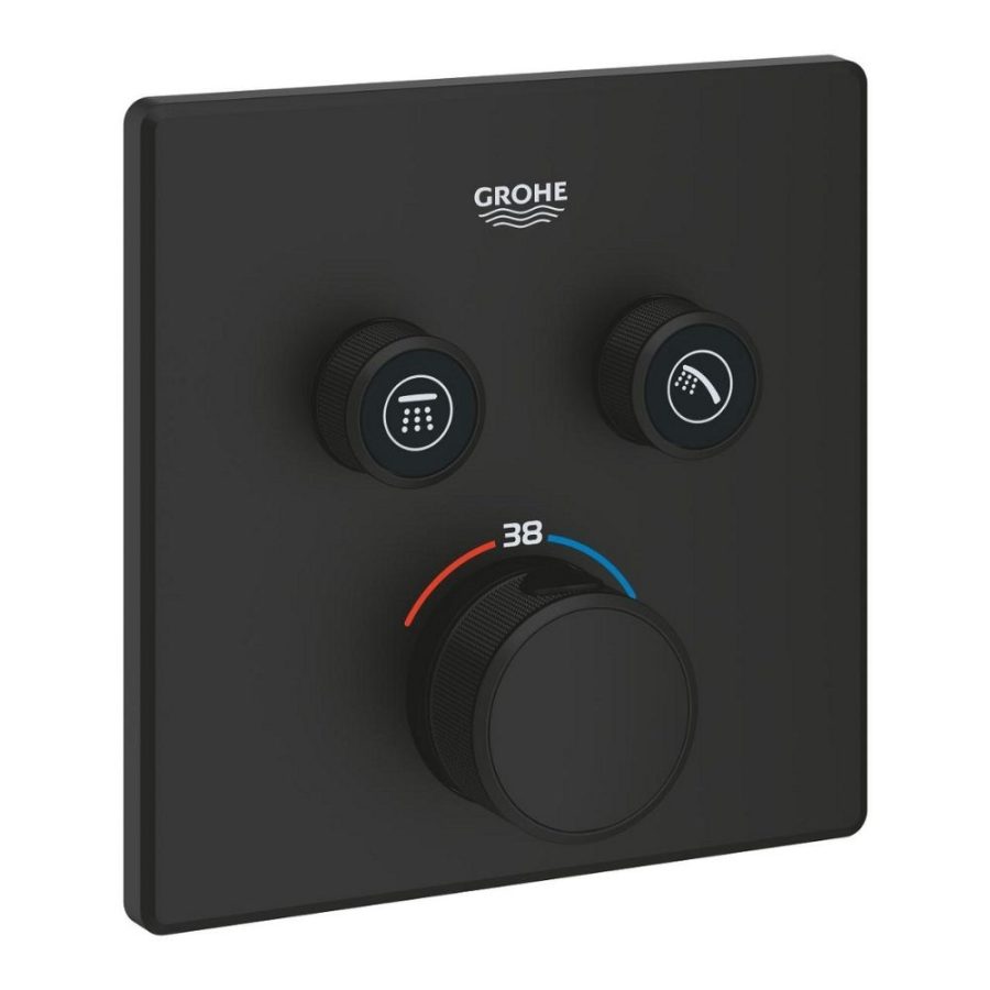 Mặt nạ điều khiển sen tắm ổn nhiệt Grohtherm SmartControl vuông 2 chế độ GROHE 102166KF00