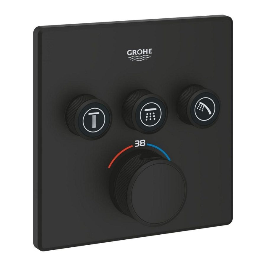 Mặt nạ điều khiển sen tắm ổn nhiệt Grohtherm SmartControl vuông 3 chế độ GROHE 102167KF00