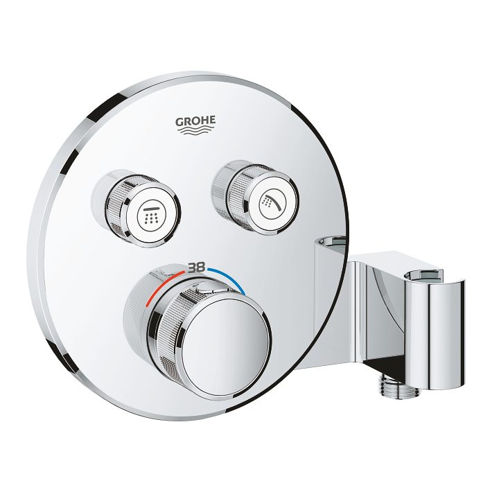 Mặt điều khiển sen tắm ổn nhiệt Grohtherm SmartControl tròn 2 chế độ kèm gác sen GROHE 29120000