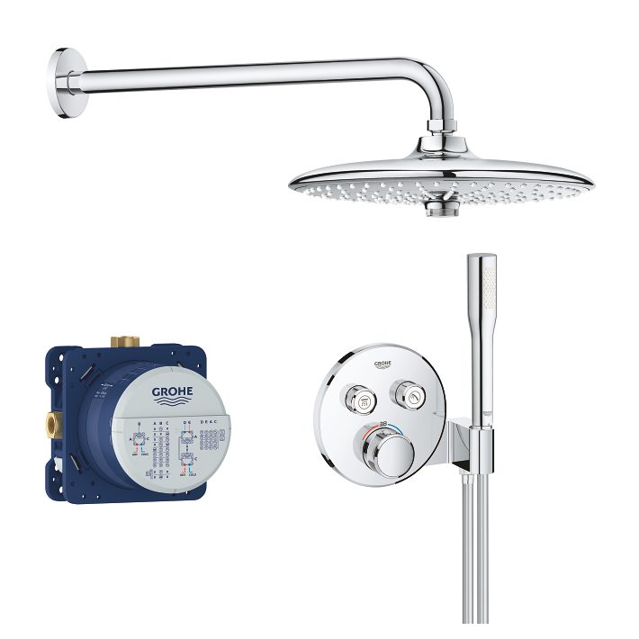 Bộ sen âm tường ổn nhiệt SmartControl với bát sen Euphoria 260 GROHE 34744000