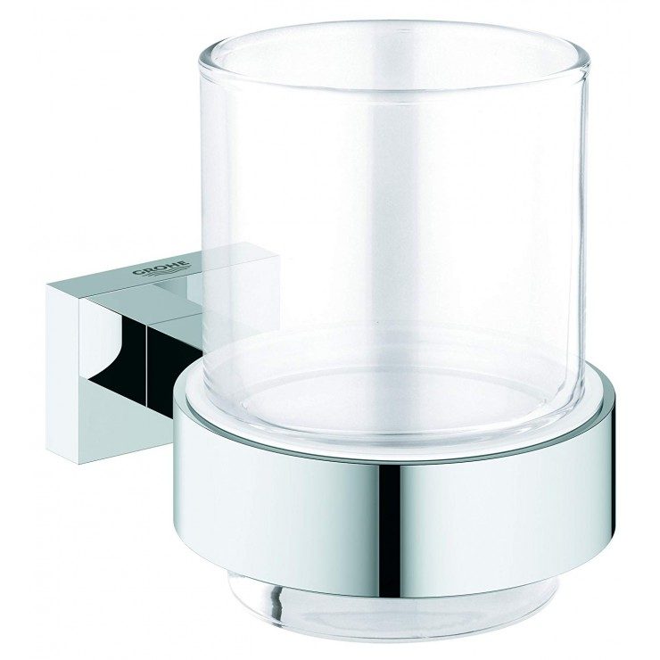 Bộ giá và ly thủy tinh gắn tường Essentials Cube GROHE 40755001