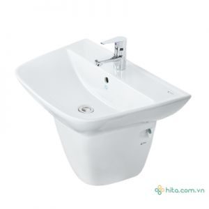 Hình ảnh thực tế Chậu rửa lavabo treo tường INAX L-297V + L-297VC chân lửng
