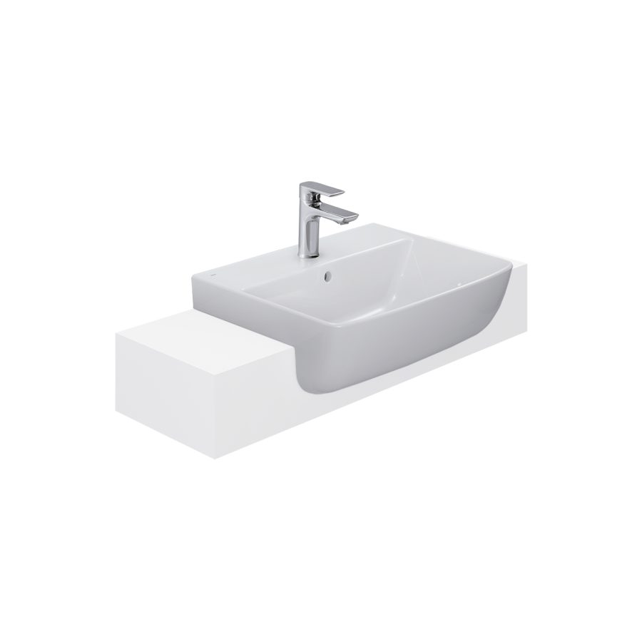 Chậu rửa mặt lavabo bán âm INAX AL-345V (AL345V) (AL-345VFC) men Aqua Ceramic