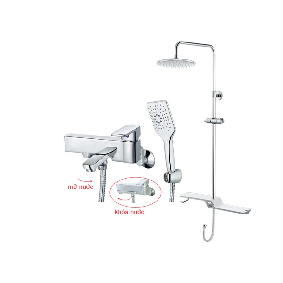 Bộ sen cây tắm đứng nóng lạnh Caesar BS126+S553C
