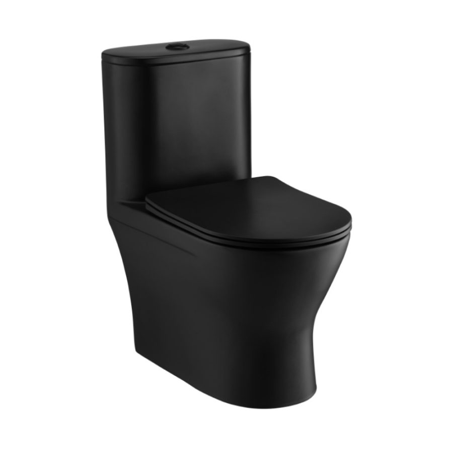 Bồn cầu 1 khối nắp đóng êm dòng Klirr COTTO C11007MBK màu đen mờ