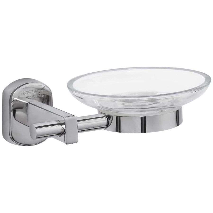 Kệ xà bông kiếng nắp ovan inox 304 Tovashu C2