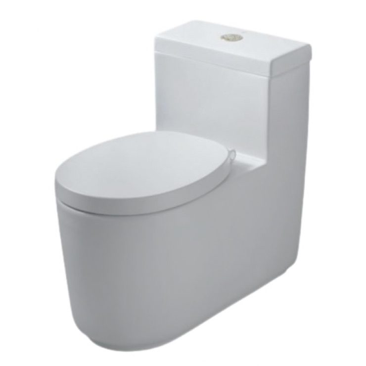 Bồn cầu 1 khối COTTO CPW10007MWH#GR2 nắp êm dòng Quil nút nhấn vàng