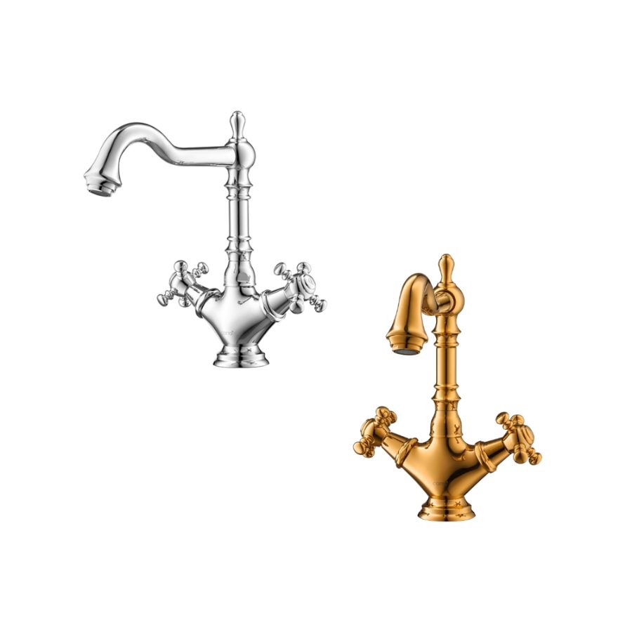 Vòi chậu lavabo COTTO CT2223C18 / CT2223C18#GR nóng lạnh thân cao Glamis