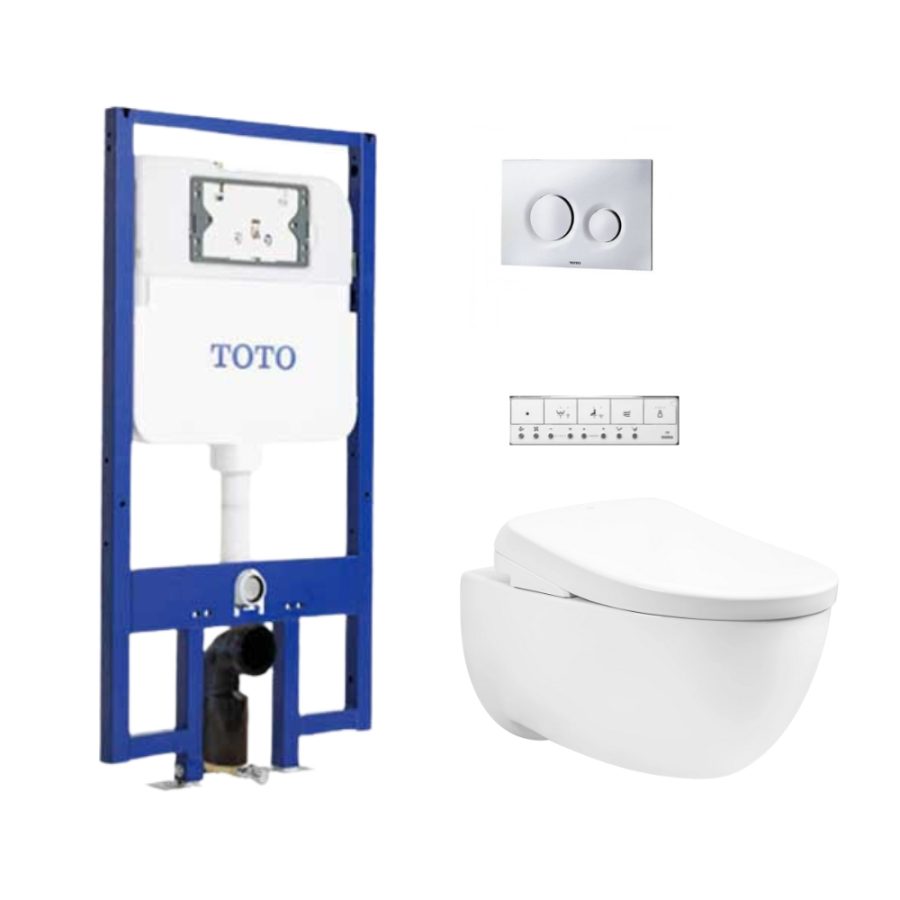Bồn cầu treo tường nắp điện tử (giấu dây) xả tự động TOTO CW812REA/TCF47360GAA/WH172AAT/TCA546/MB174P#SS