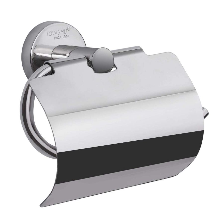 Lô giấy vệ sinh nắp tròn inox 304 Tovashu D3