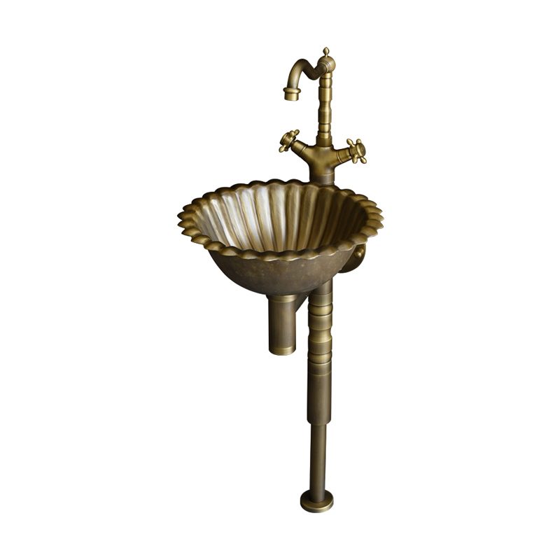 Bộ chậu lavabo Kanly treo tường bằng đồng GCL09B
