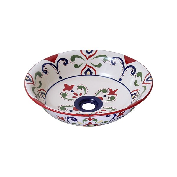 Chậu lavabo đặt bàn Kanly sứ hoa văn SU402