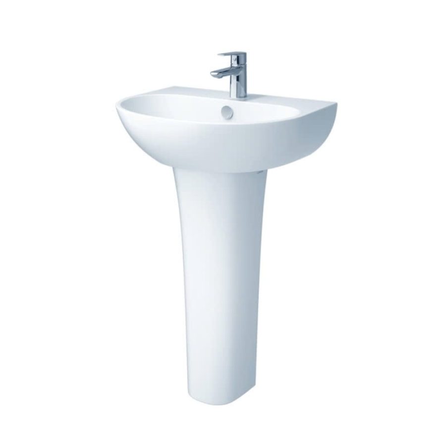 Chậu rửa lavabo treo tường chân dài Caesar L2150+P2445 (L2150S+P2445)