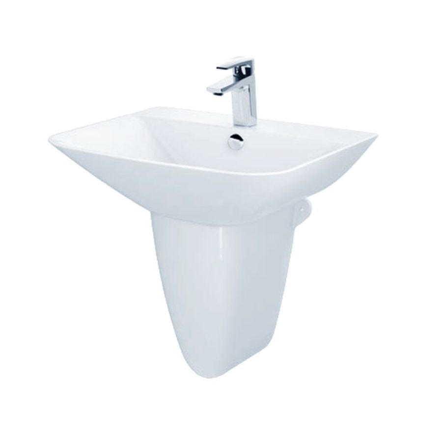 Chậu rửa lavabo treo tường Caesar L2355+P2443 chân lửng