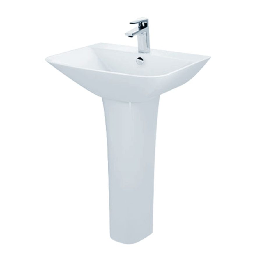 Chậu rửa lavabo treo tường Caesar L2355+P2445 chân dài