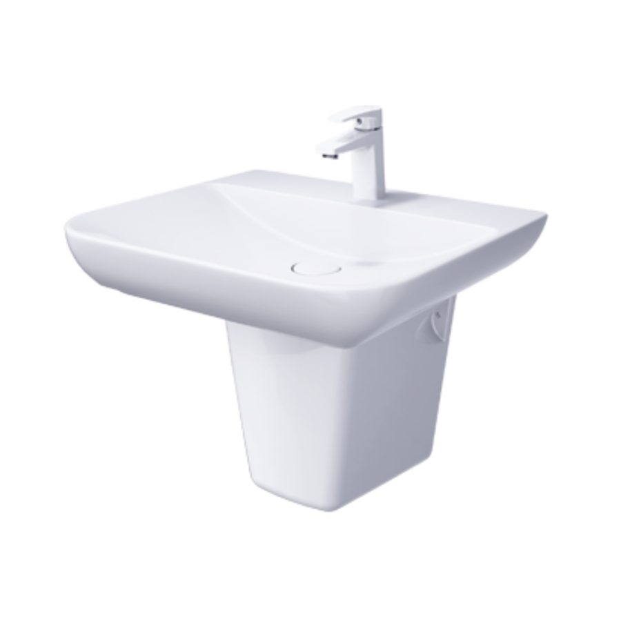 Chậu lavabo treo tường chân lửng Caesar LF5370 + PF2463