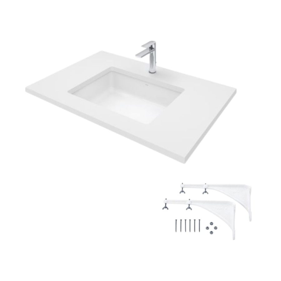 Chậu lavabo âm bàn TOTO LW1556A#XW/TL516GV kèm giá đỡ