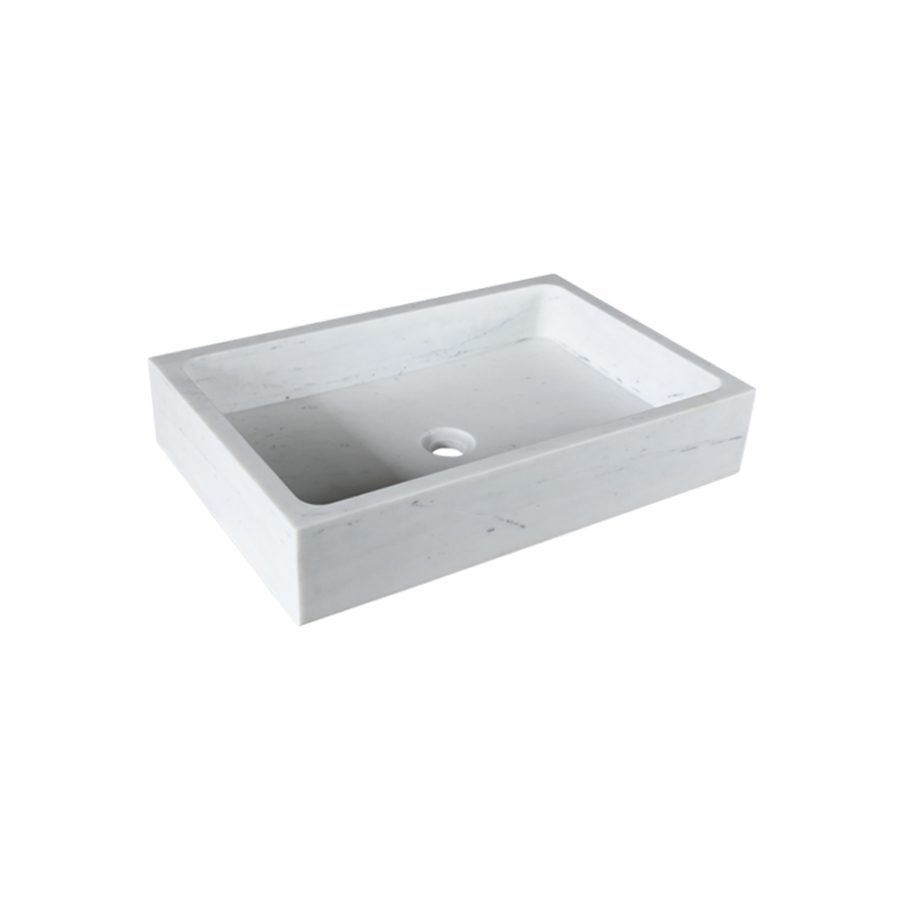 Chậu lavabo đặt bàn Kanly đá tự nhiên hình chữ nhật MAR93V