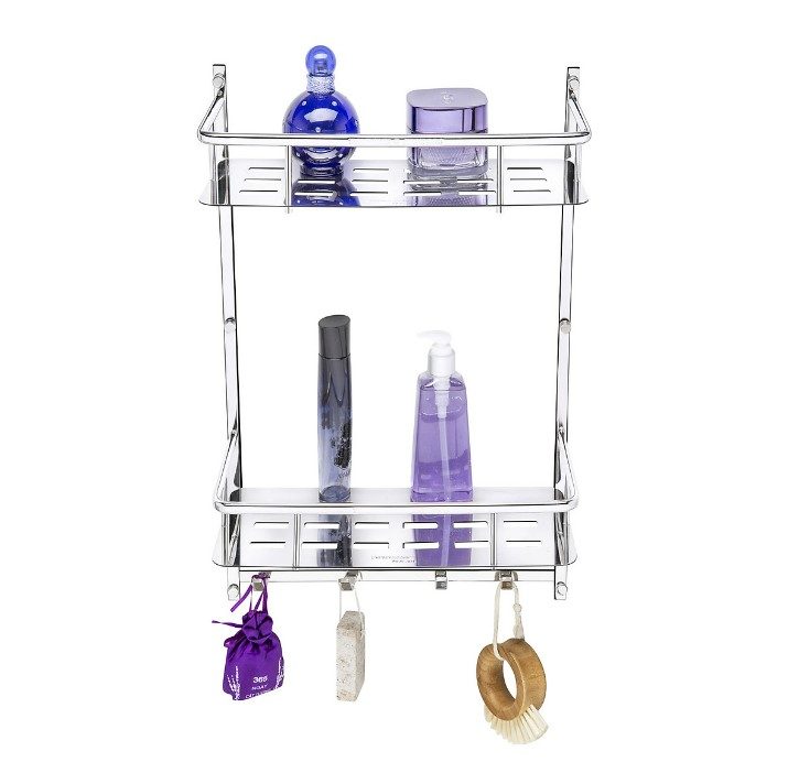 Kệ inox tấm dài đôi có móc inox 304 Tovashu MTD2