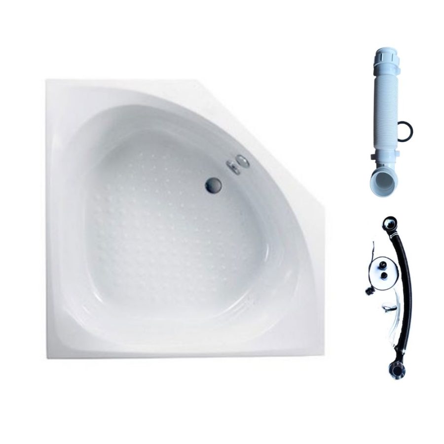 Bồn tắm TOTO PAY1300PE#W/TVBF412/DB505R-2B nhựa 1m3 đặt góc gồm bộ xả thải