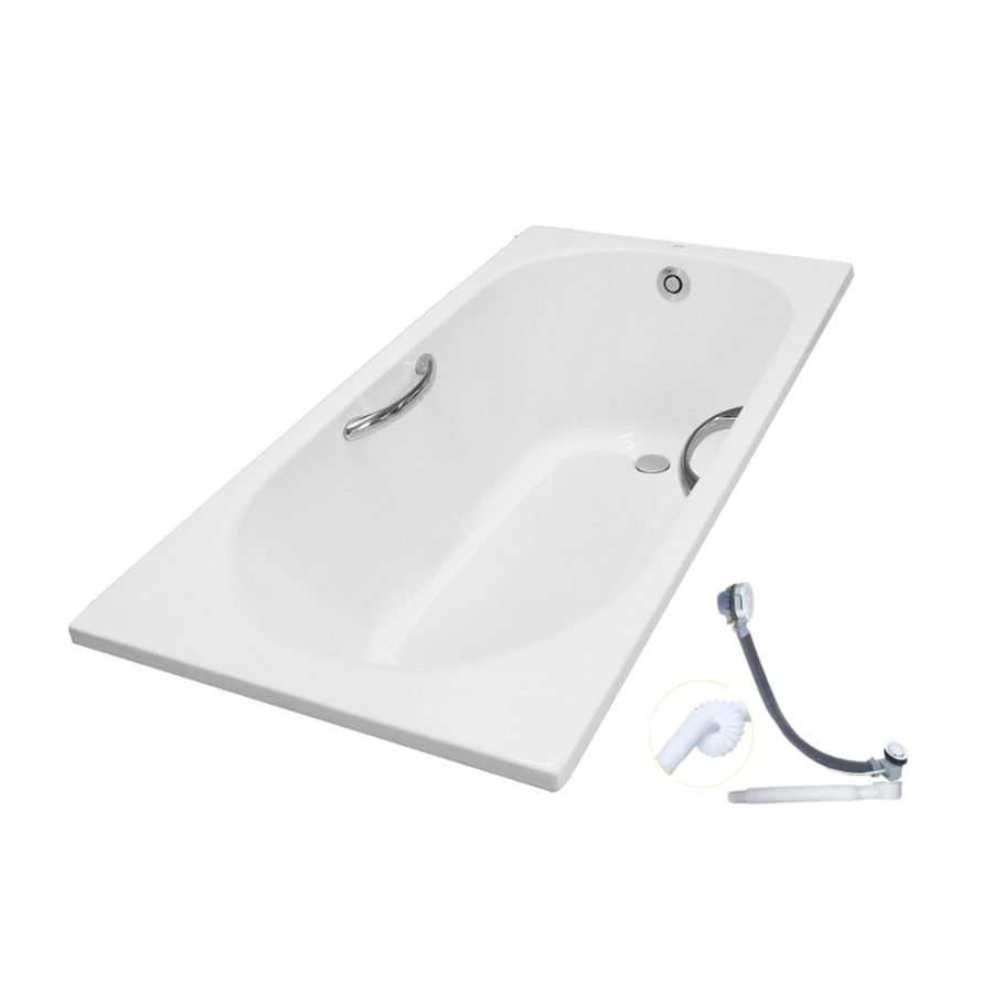Bồn tắm TOTO PAY1510HV#W/TVBF411 nhựa 1m5 tay vịn gồm bộ xả thải