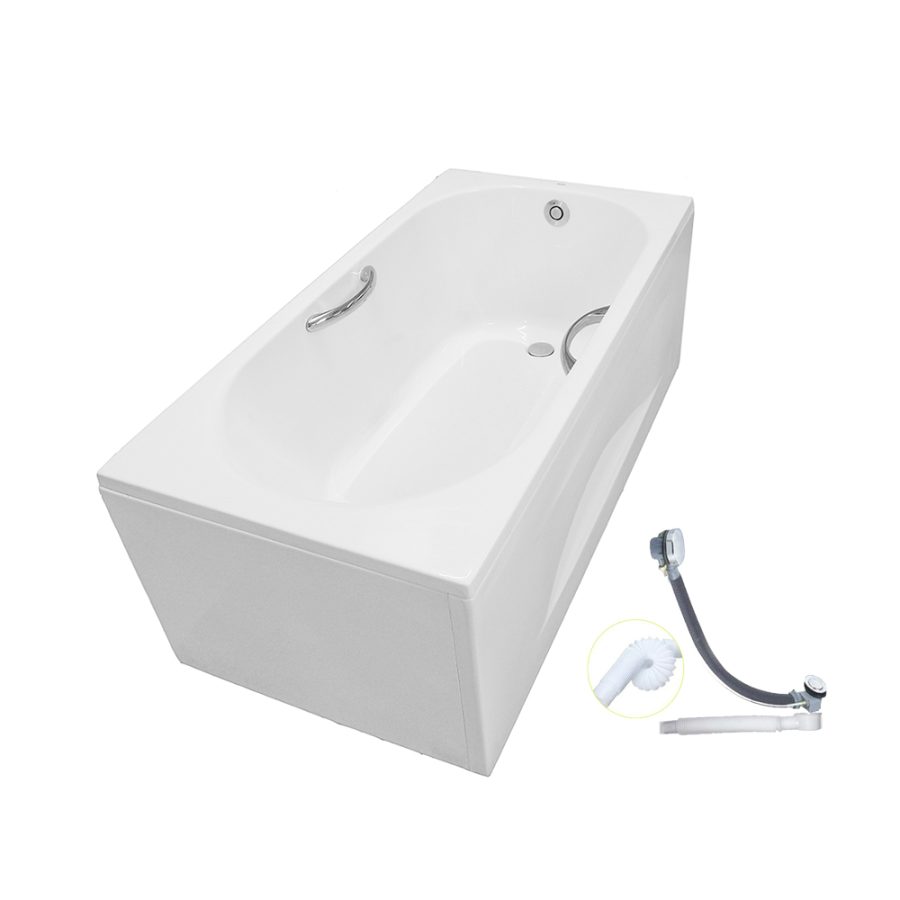 Bồn tắm yếm TOTO PAY1515HVC#W/TVBF411 nhựa 1m5 tay vịn gồm bộ xả thải