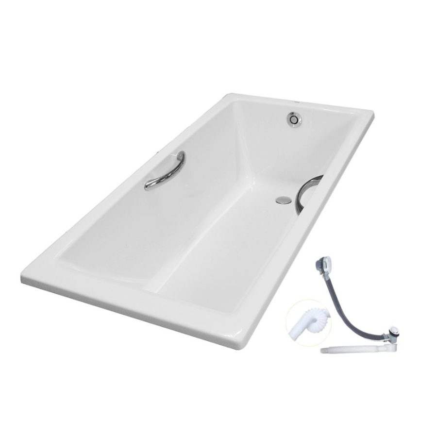 Bồn tắm TOTO PAY1520HV#W/TVBF411 nhựa 1m5 tay vịn gồm bộ xả thải
