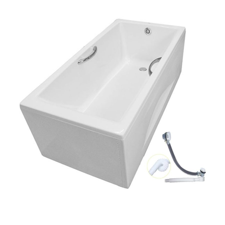 Bồn tắm yếm TOTO PAY1525HVC#W/TVBF411 nhựa 1m5 tay vịn gồm bộ xả thải