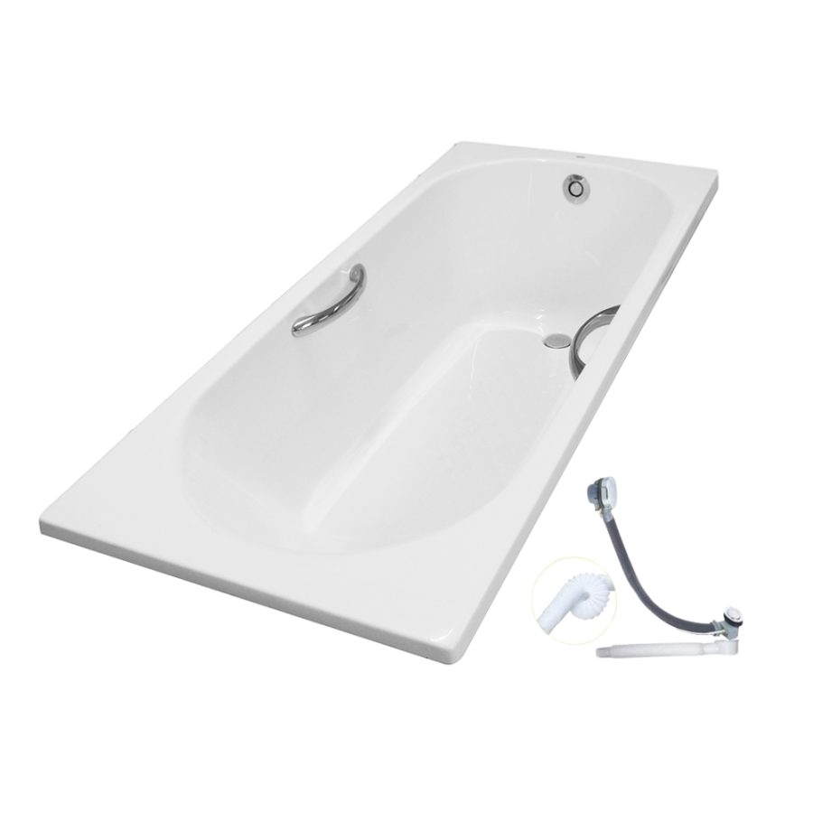 Bồn tắm TOTO PAY1710HV#W/TVBF411 nhựa 1m7 tay vịn gồm bộ xả thải