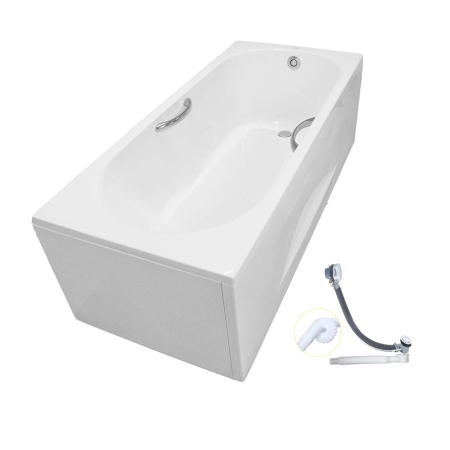 Bồn tắm yếm TOTO PAY1715HVC#W/TVBF411 nhựa 1m7 tay vịn gồm bộ xả thải