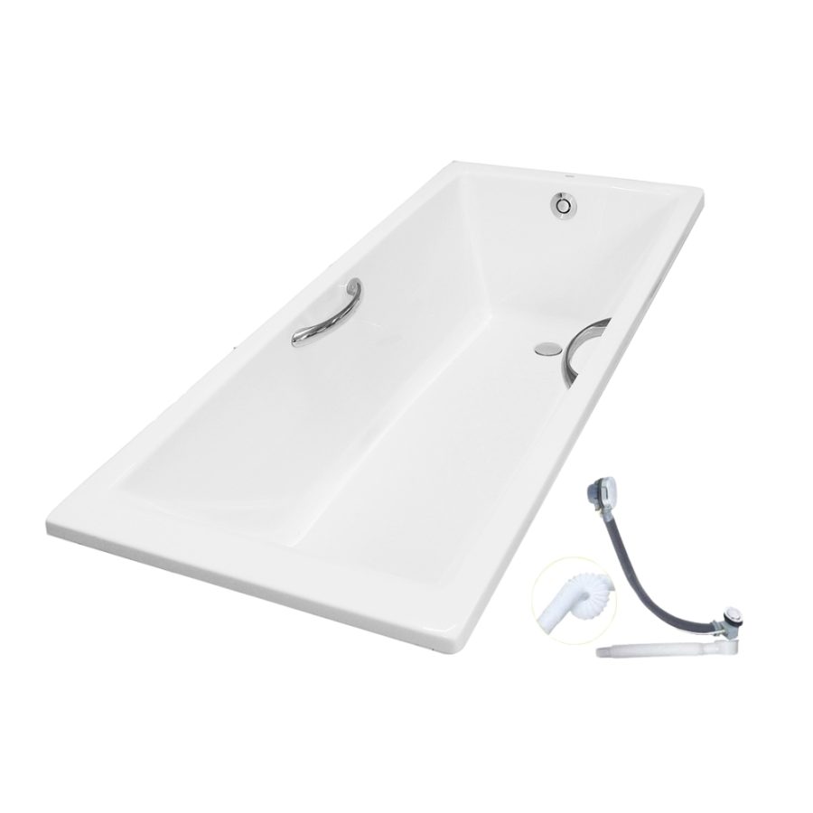 Bồn tắm TOTO PAY1720HV#W/TVBF411 nhựa 1m7 tay vịn gồm bộ xả thải