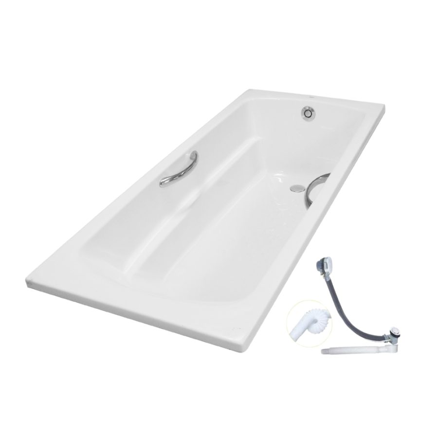 Bồn tắm TOTO PAY1730HV#W/TVBF411 nhựa 1m7 tay vịn gồm bộ xả thải