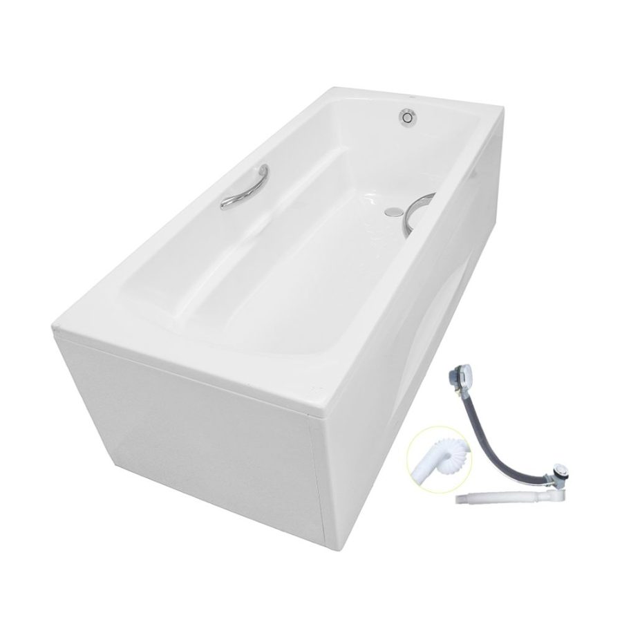 Bồn tắm yếm TOTO PAY1735HVC#W/TVBF411 nhựa 1m7 tay vịn gồm bộ xả thải
