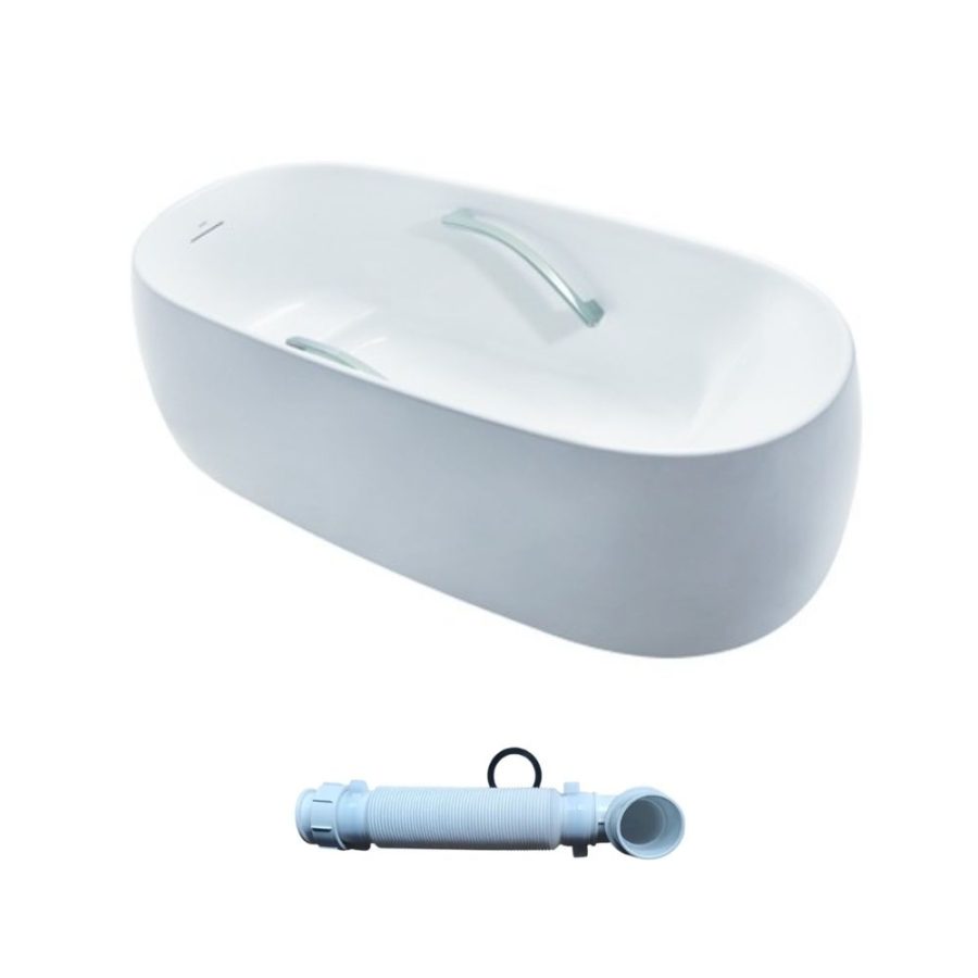Bồn tắm TOTO PJY1744WHPWEN#MW/TVBF412 GALALATO đặt sàn 1m7 tay vịn gồm ống thải