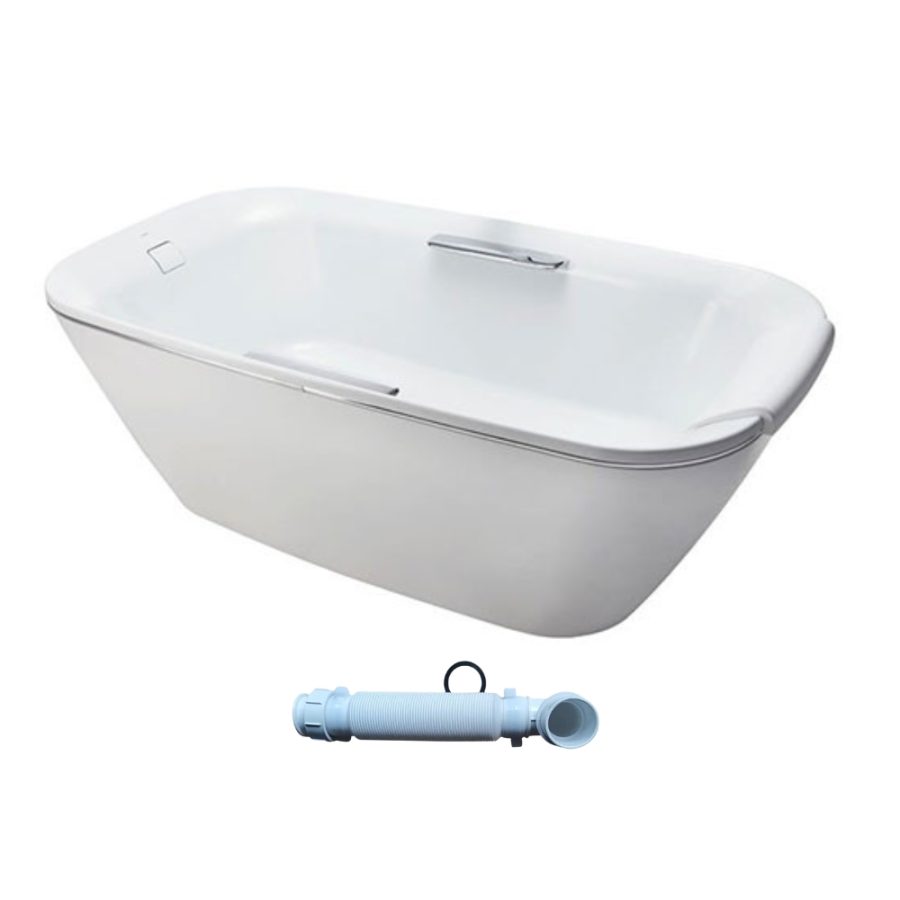 Bồn tắm TOTO PJY1886HPWMNE#GW/TVBF412 GALALATO Neorest đặt sàn 1m8 tay vịn viền bạc gồm ống thải