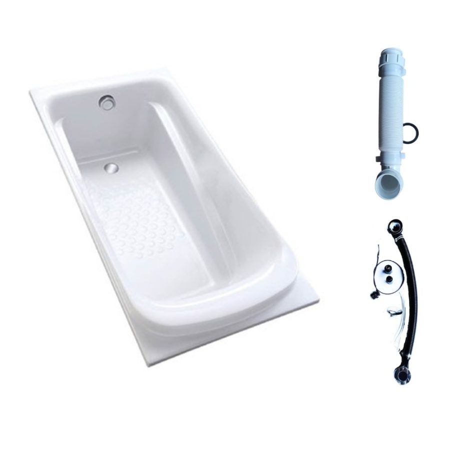 Bồn tắm TOTO PPY1560PE#P/TVBF412/DB505R-2B ngọc trai 1m5 gồm bộ xả thải