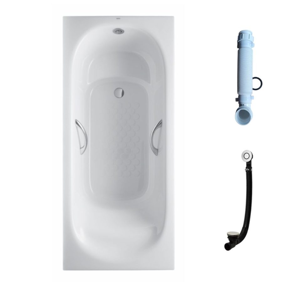 Bồn tắm TOTO PPY1750HPE#P/DB505R-3B/TVBF412 ngọc trai 1m7 tay vịn gồm bộ xả thải