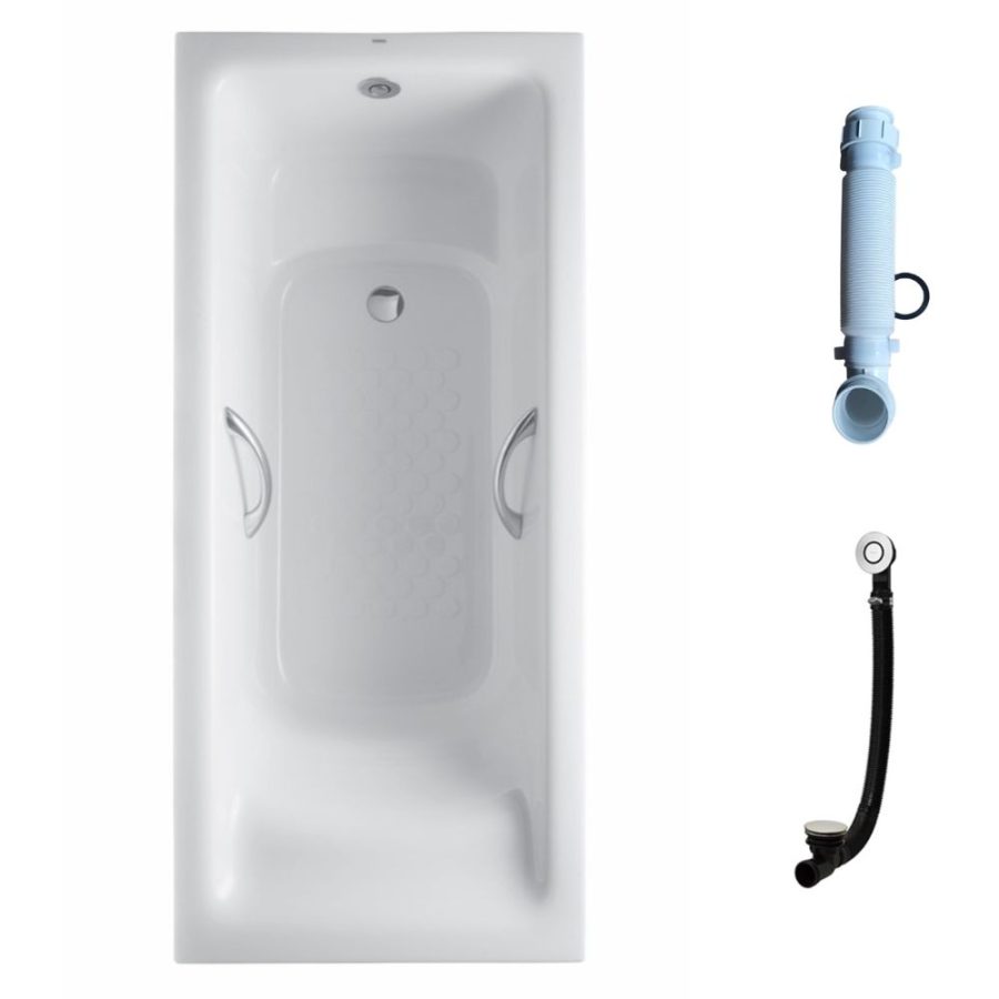 Bồn tắm TOTO PPY1780HPE#P/DB505R-3B/TVBF412 ngọc trai 1m7 tay vịn gồm bộ xả thải