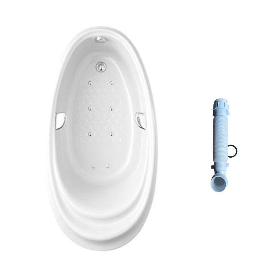Bồn tắm TOTO PPYB1610RHPTE#P/TVBF412 ngọc trai massage 1m6 tay vịn gồm ống thải