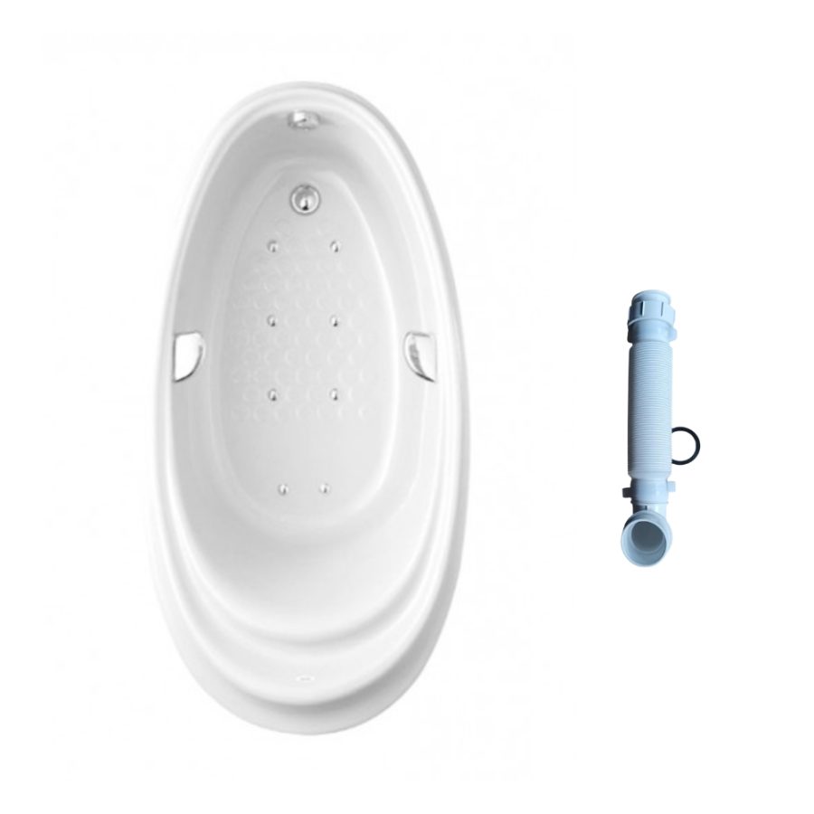 Bồn tắm TOTO PPYB1610RHPTE#S/TVBF412 ngọc trai massage 1m6 tay vịn gồm ống thải