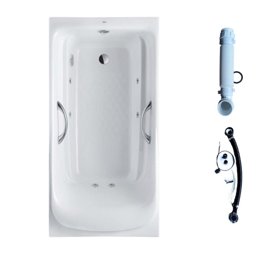 Bồn tắm massage TOTO PPYK1760ZLHPNE#P/TVBF412/DB505R-2B ngọc trai 1m7 tay vịn gồm bộ xả thải