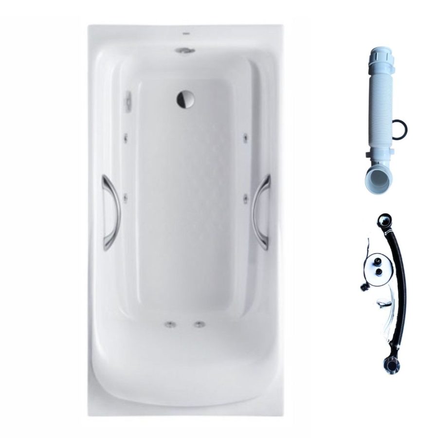 Bồn tắm massage TOTO PPYK1760ZRHPNE#P/TVBF412/DB505R-2B ngọc trai 1m7 tay vịn gồm bộ xả thải