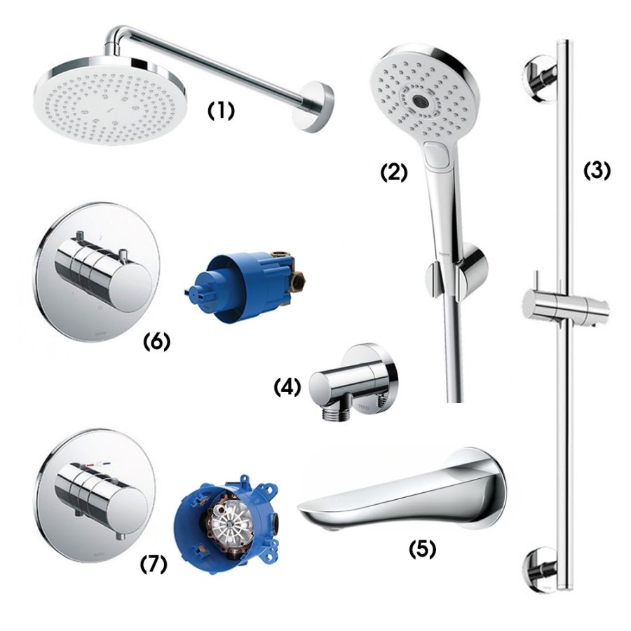 Set sen tắm âm tường 3 đường nước nhiệt độ TOTO TBW01003A/TBW01010A/TBW01016B/TBW01014B/TBG01001B/TBV01102B/TBN01101B/TBV01406B/TBN01001B