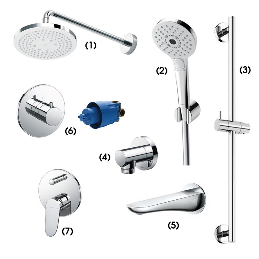 Set sen tắm âm tường 3 đường nước nóng lạnh TOTO TBW01003A/TBW01010A/TBW01016B/TBW01014B/TBG01001B/TBV01103B/TBN01102B/TBS04304B