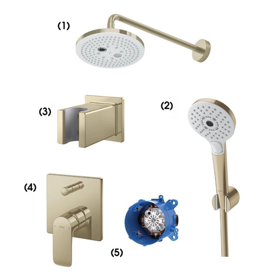 Set sen tắm âm tường 2 đường nước nóng lạnh TOTO TBW01004A#BFG/TBW01010A#BFG/TBW08010A#BFG/TBG04304BA#BFG/TBN01001B