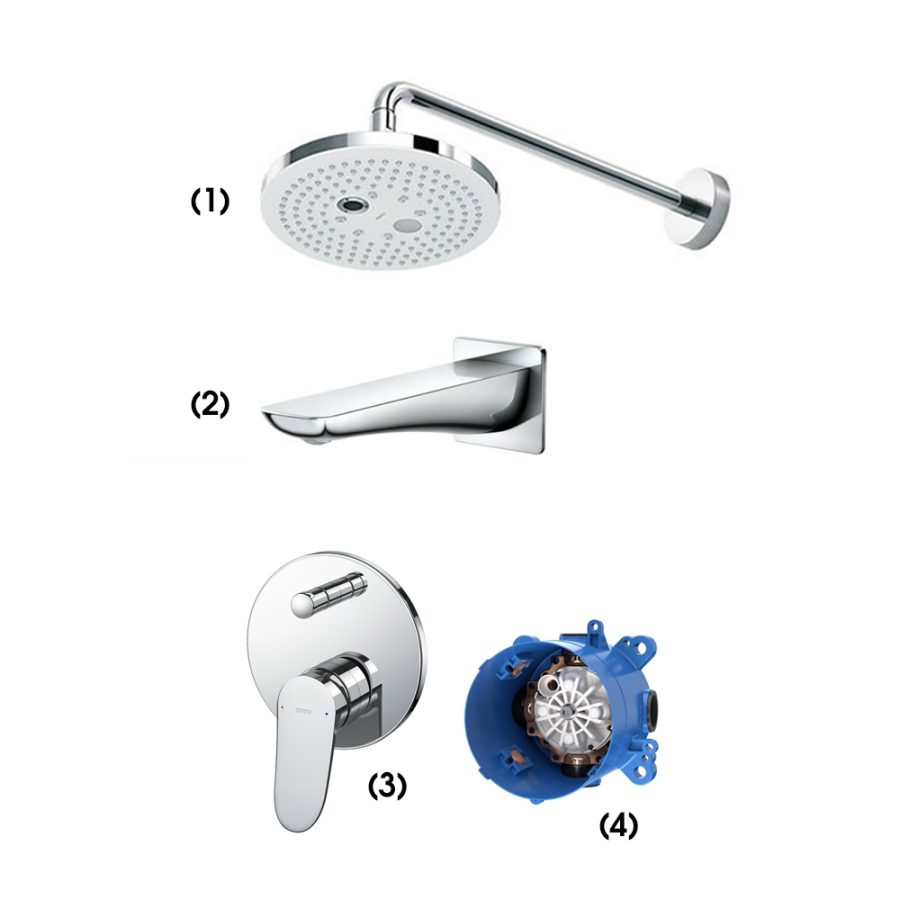 Set sen tắm âm tường 2 đường nước nóng lạnh TOTO TBW01004A/TBG02001B/TBS04304B/TBN01001B
