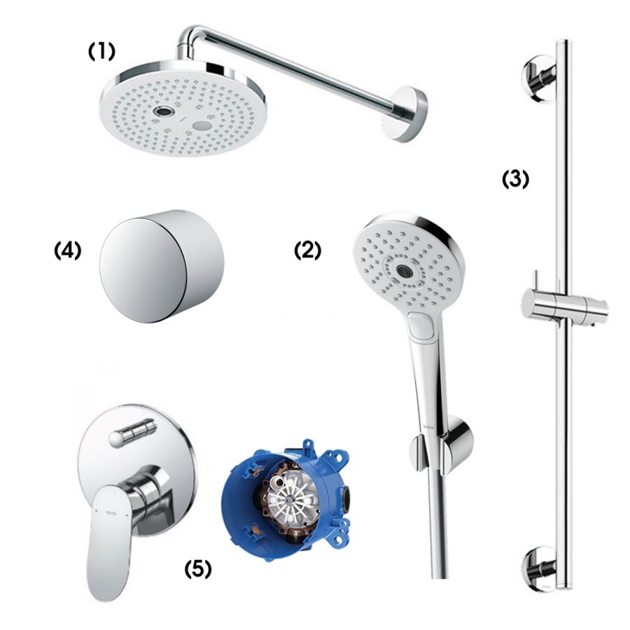 Set sen tắm âm tường 2 đường nước nóng lạnh TOTO TBW01004A/TBW01010A/TBW01016B/TBW07020A/TBG01304BA/TBN01001B