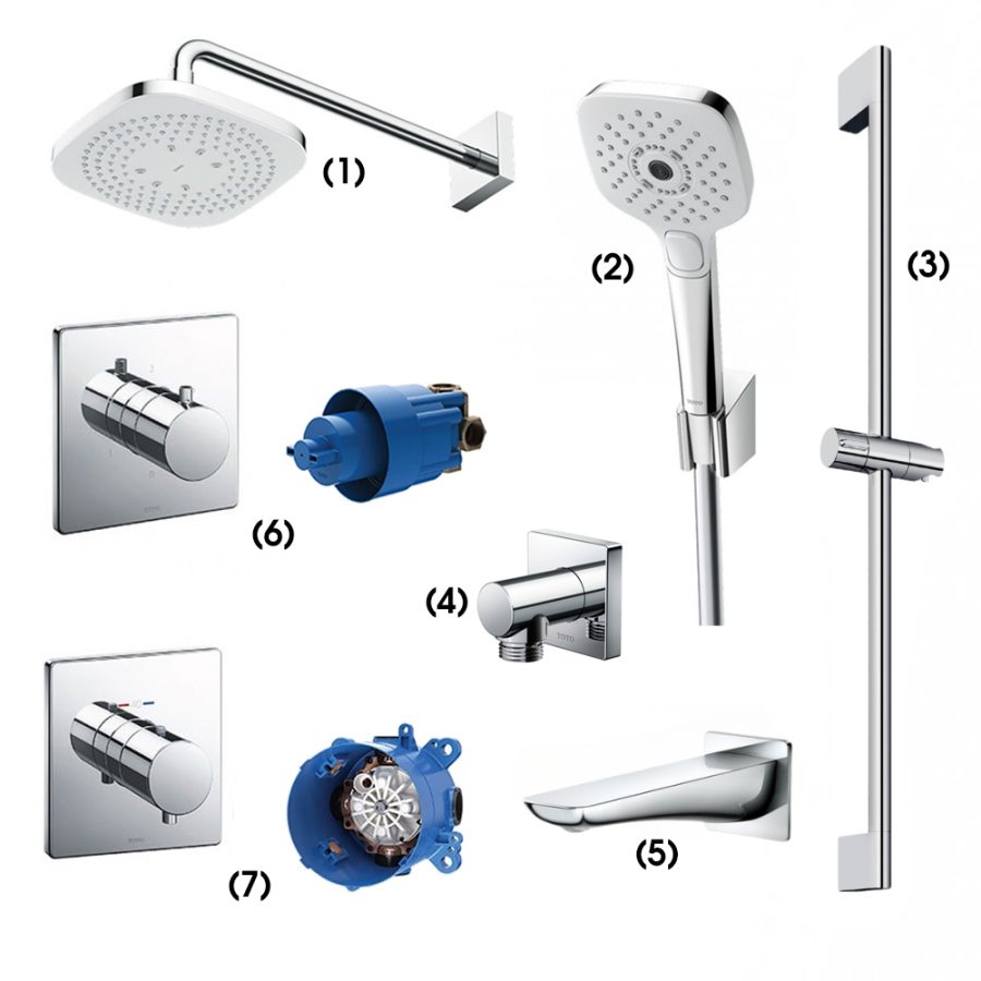Set sen tắm âm tường 3 đường nước nhiệt độ TOTO TBW02003A/TBW02006A/TBW07019A/TBW02013B/TBG02001B/TBV02102B/TBN01101B/TBV02401B/TBN01001B