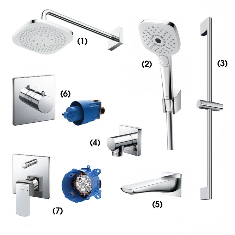 Set sen tắm âm tường 3 đường nước nóng lạnh TOTO TBW02003A/TBW02006A/TBW07019A/TBW02013B/TBG02001B/TBV02103B/TBN01102B/TBG02304BA/TBN01001B