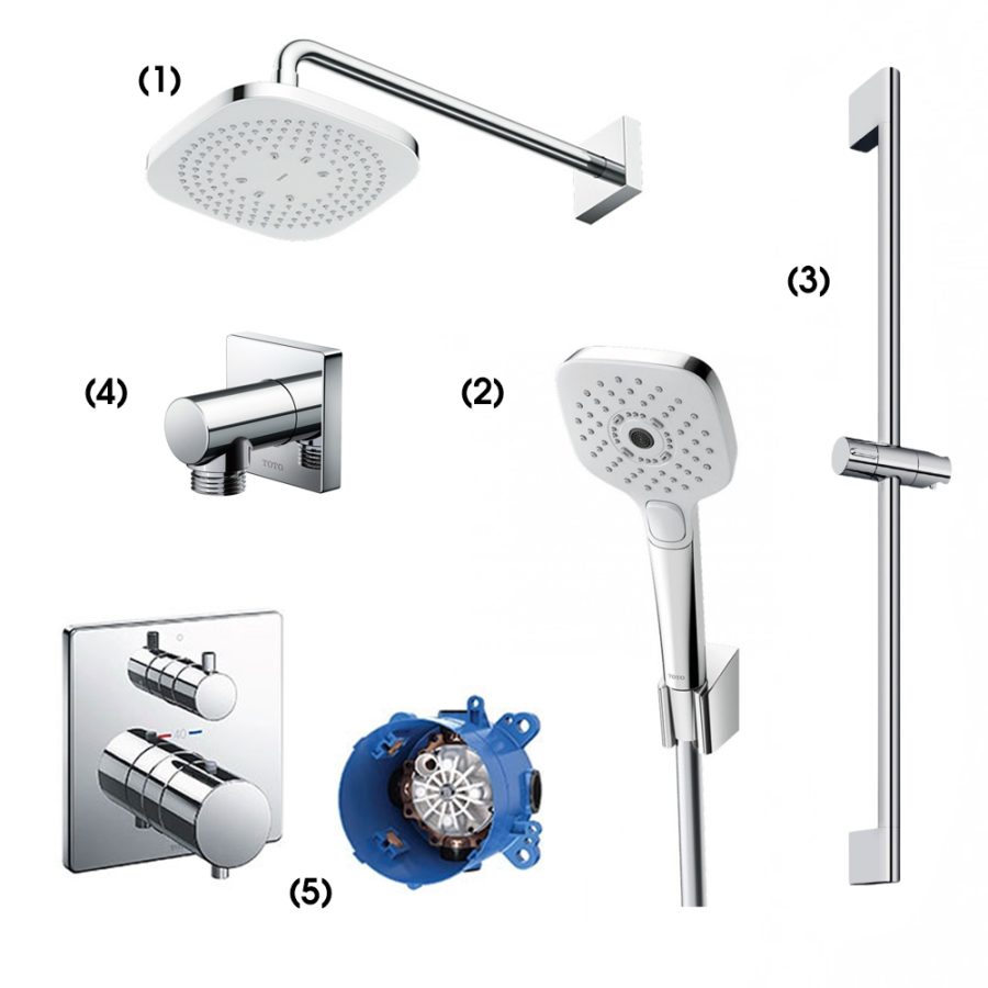 Set sen tắm âm tường 2 đường nước nhiệt độ TOTO TBW02003A/TBW02006A/TBW07019A/TBW02013B/TBV02404B/TBN01001B